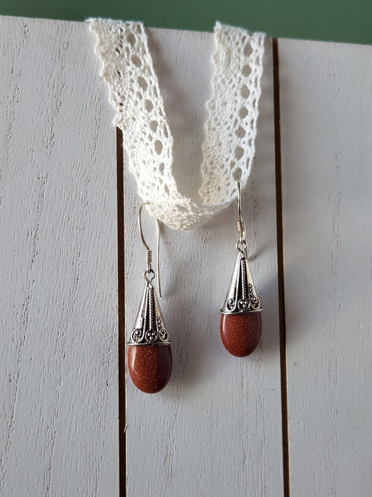 Goldstone Teardrop Earrings