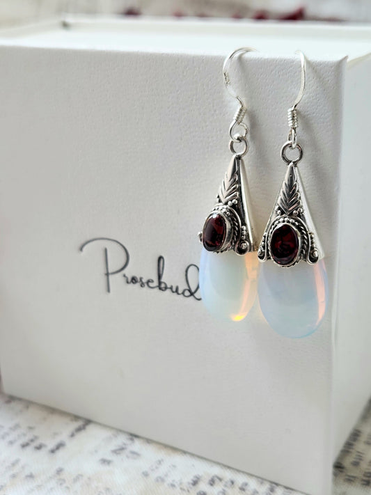 Garnet Opalescent Earrings