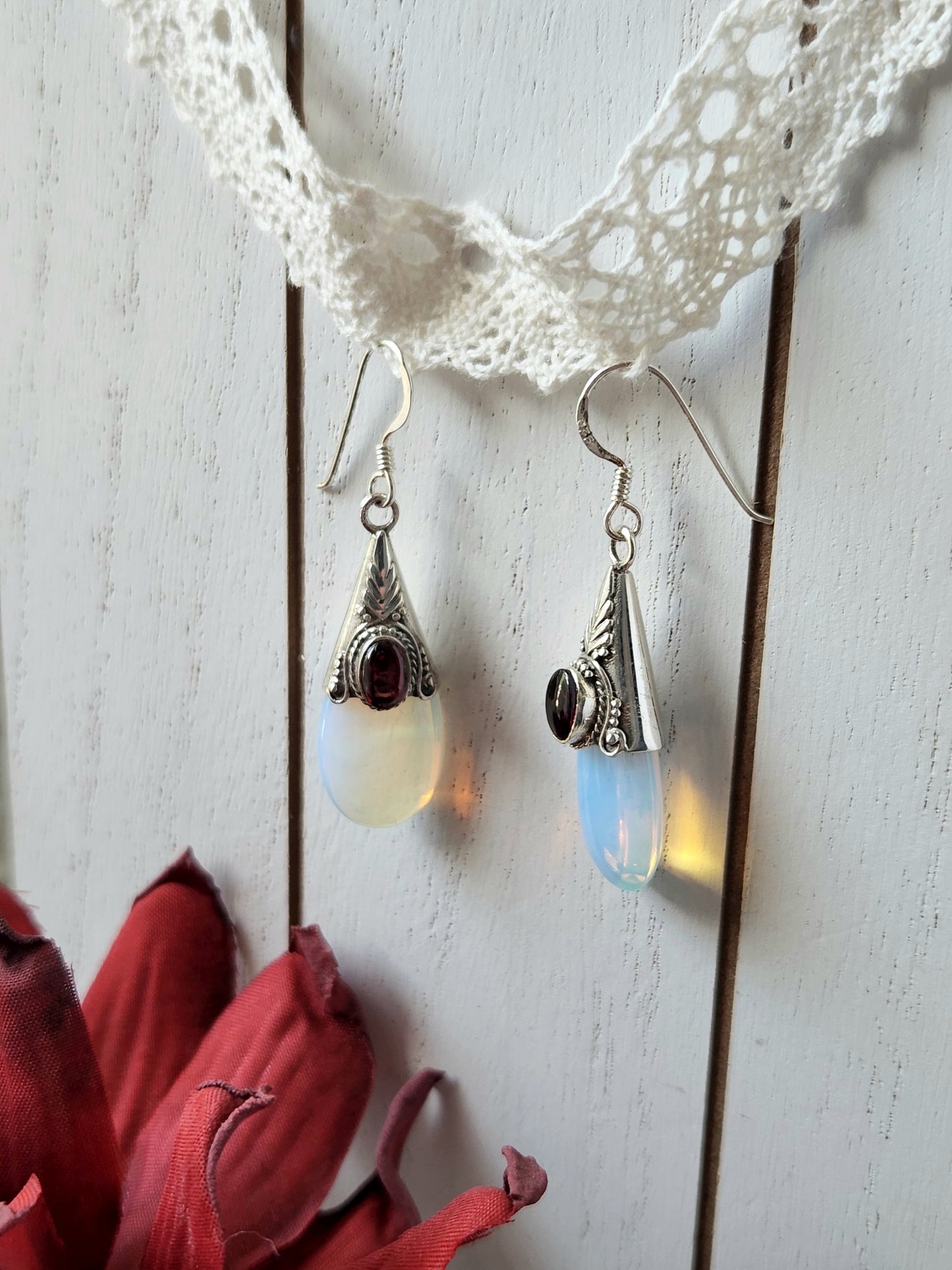 Garnet Opalescent Earrings