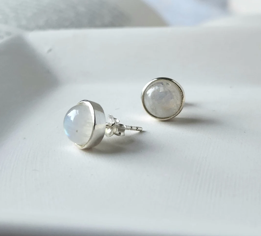 14K White Gold and Rainbow Moonstone Earrings (E3413) - Summit Jewelers |  7821 Big Bend Blvd. | Webster Groves, MO | 63119 | 314.962.1400