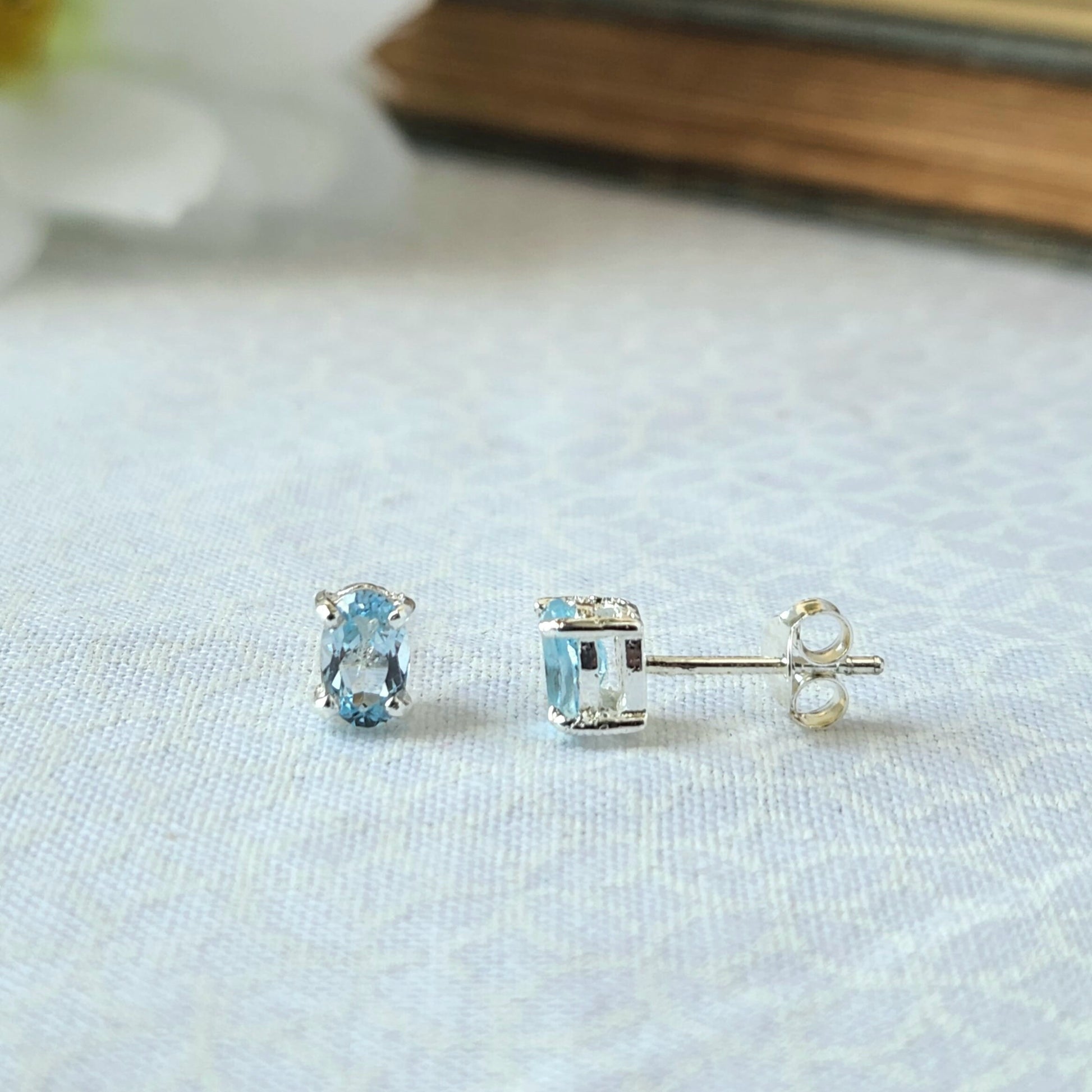 blue topaz oval earrings sterling silver classy gemstone december birthstone earrings