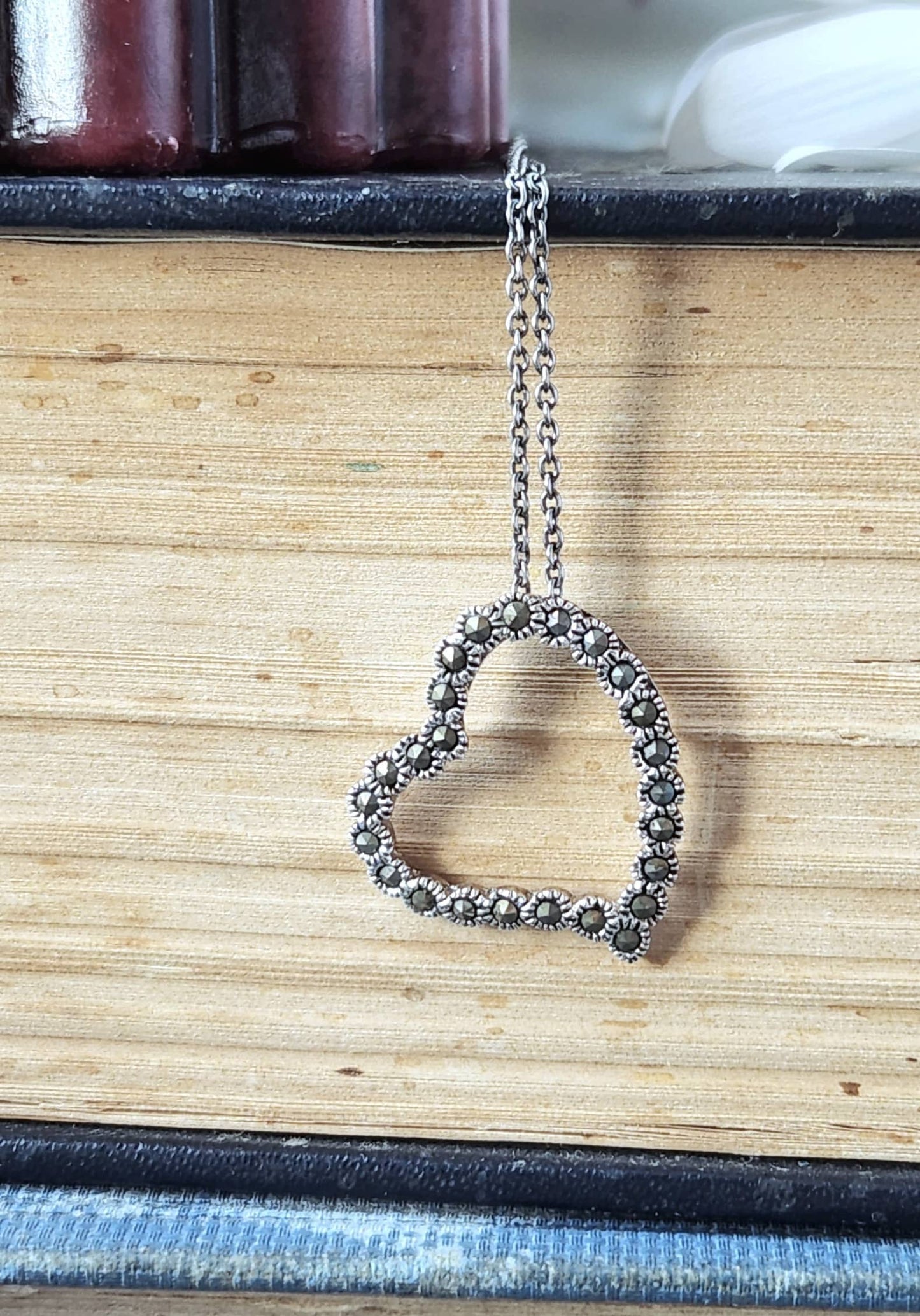 Marcasite Open Heart Necklace