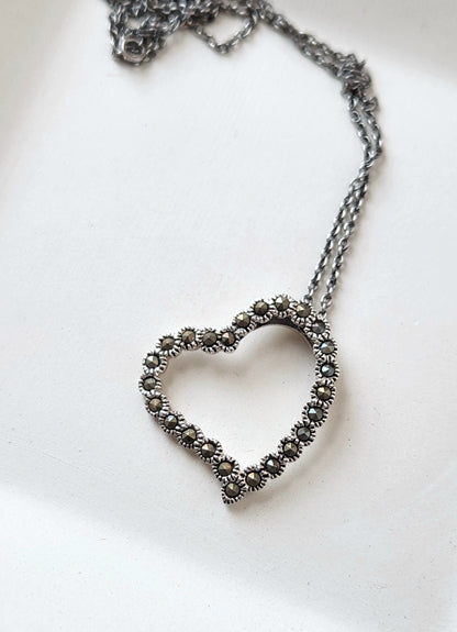 Marcasite Open Heart Necklace