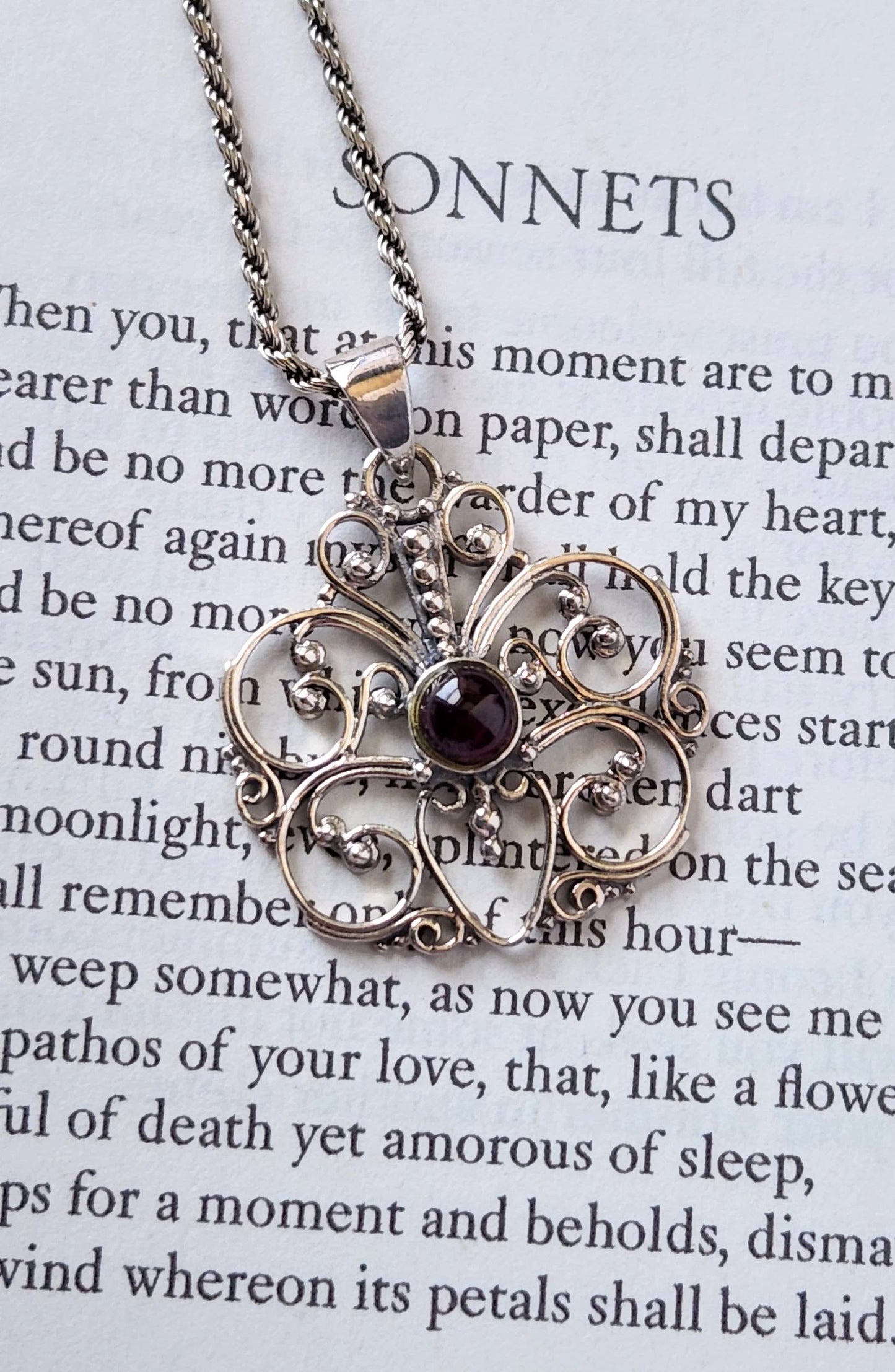 garnet sterling silver pendant 