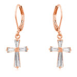 Prosebud™ Rose Gold Plated CZ Cross Divine Drop Earrings
