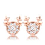 Prosebud™ 18k Rose Gold Plated Clear CZ Reindeer Holiday Earrings