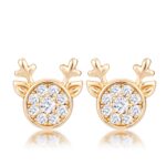 Prosebud™ Gold Plated Clear CZ Reindeer Festive Earrings