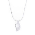 Prosebud™ Rhodium Plated Crystal Leaf Whisper Necklace