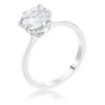 Prosebud™ 2Ct Rhodium Round Cut Scallop Solitaire Engagement Ring