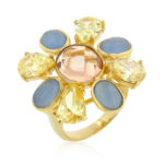 Prosebud™ Golden Garden – Multi-CZ Floral Cocktail Ring