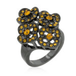 Prosebud™ Mystique Bloom – Yellow Crystal Black Ring