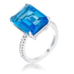 Prosebud™ Aqua Starlight – 15ct Emerald Cut CZ Ring