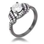 Prosebud™ Twistlight – Hematite Parallel Pave CZ Ring