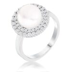 Prosebud™ Ethereal Tide – Rhodium Pearl Double Halo Ring